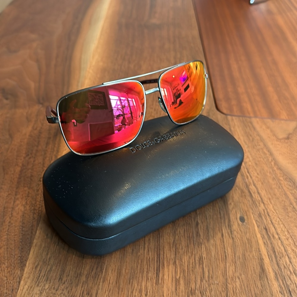 Dolce & Gabbana Sunglasses DG 2142 1257/6Q Gunmetal Frame Red Gradient Lenses